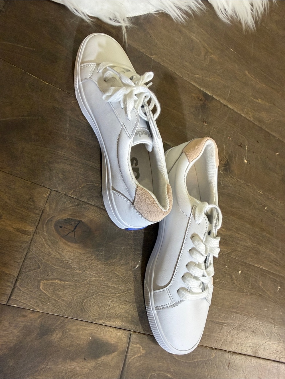 Keds White Sneakers with Beige Heel Accent